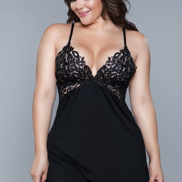 Black Lace Chemise Size Small - Picture 2 of 3